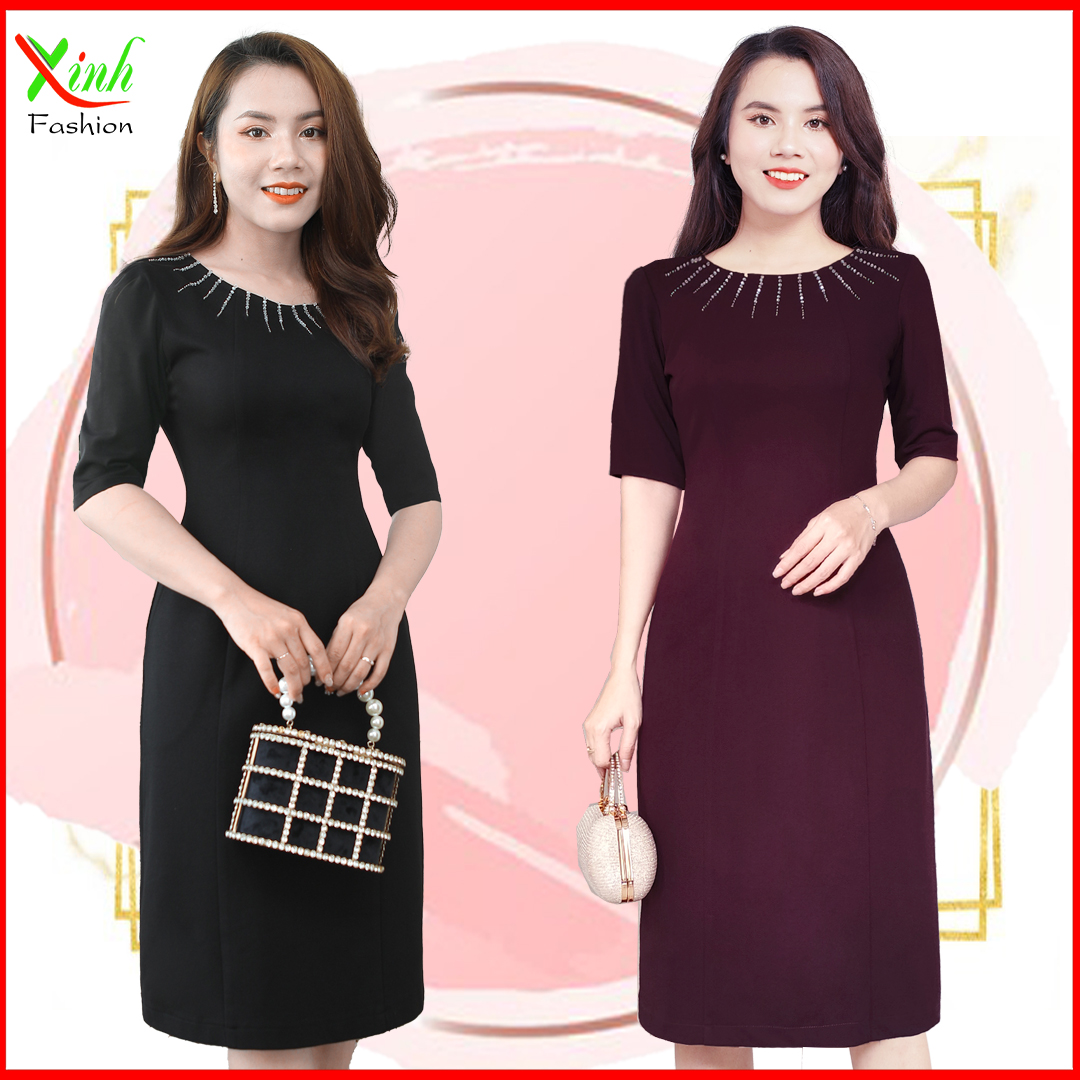 Đầm suông tay lỡ kết pha lê thủ công dl641 dl634