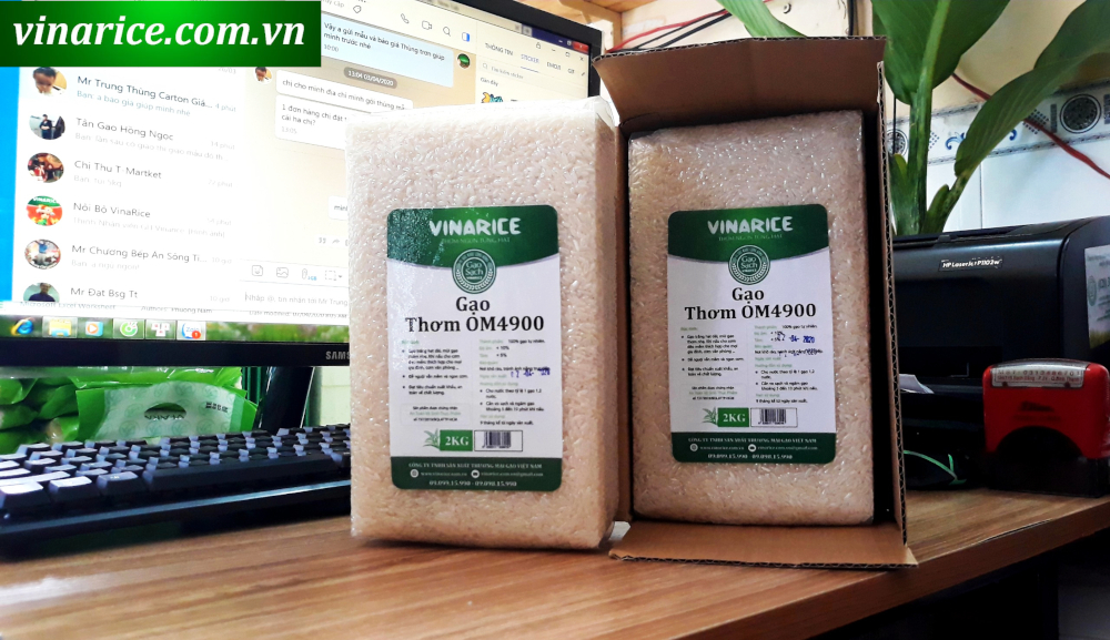 Combo gạo thơm lài om4900 - túi ép chân ko 4kg - dẻo mềm thơm ngon cơm