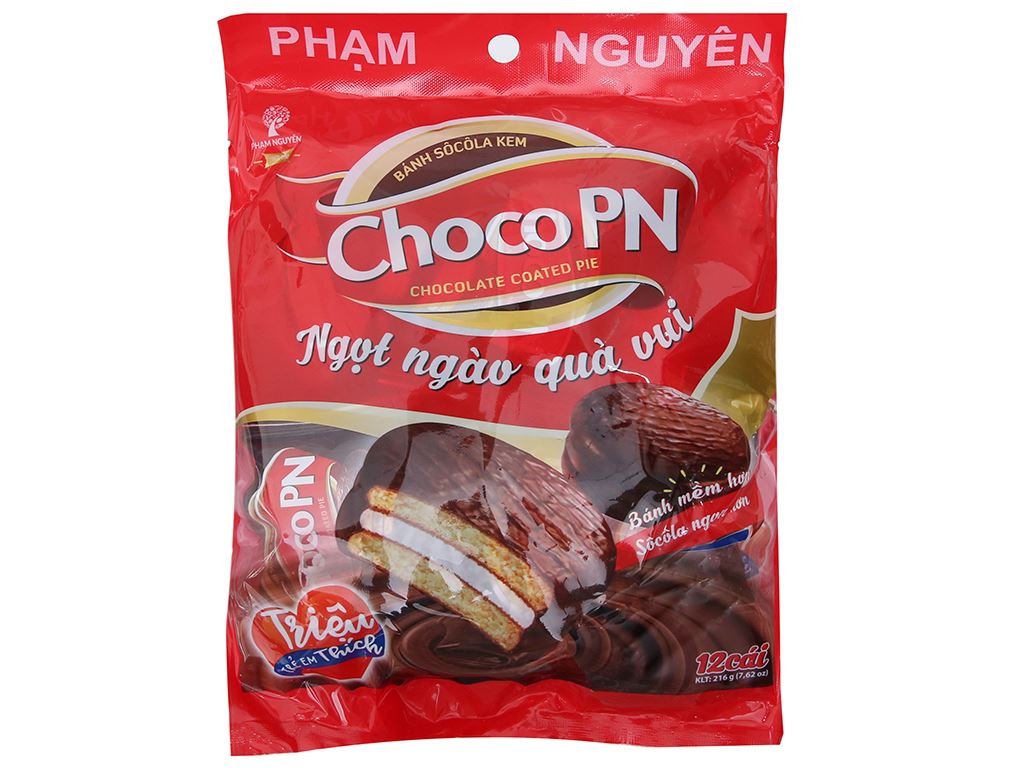 Bánh Choco PN socola kem gói 216g 12 cái