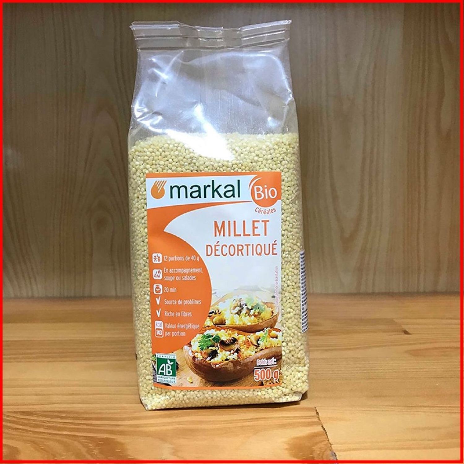 Hạt kê vàng hữu cơ đã tách vỏ markal pháp gói 500g chính hãng