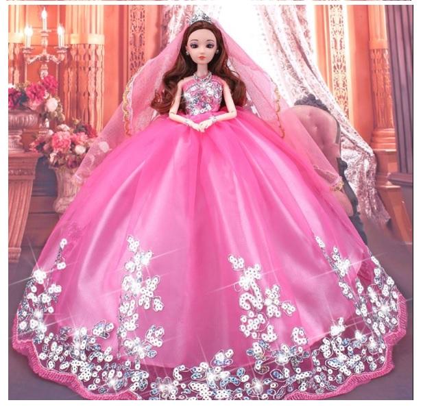 Búp bê 12 khớp cô dâu xinh đẹp váy kim sa hồng +