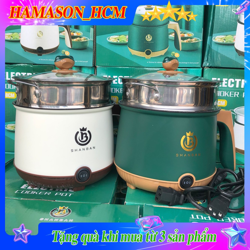 Nồi Điện Mini 2 Tầng Đa Năng Tặng Kèm Khay Hấp ( Chiên, Xào, Nấu ăn, nấu lẩu mini ) cho 1-2 người