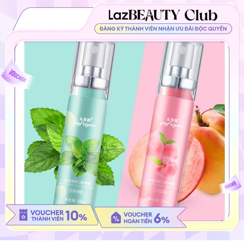 Xịt Thơm Miệng Heyxi Chính Hãng 20ml Xịt 200 lần Hương Bạc Hà Đào Chai Xịt Thơm Miệng Giúp Giảm Hôi Miệng Ngăn Ngừa Vi Khuẩn Khoang Miệng Lưu Hương Thơm Mát Chiết Xuất Thảo Mộc