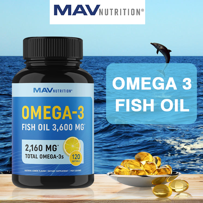 Omega3 Fish Oil Capsules 3600mg Natural Lemon Flavor Brain Health, Joint