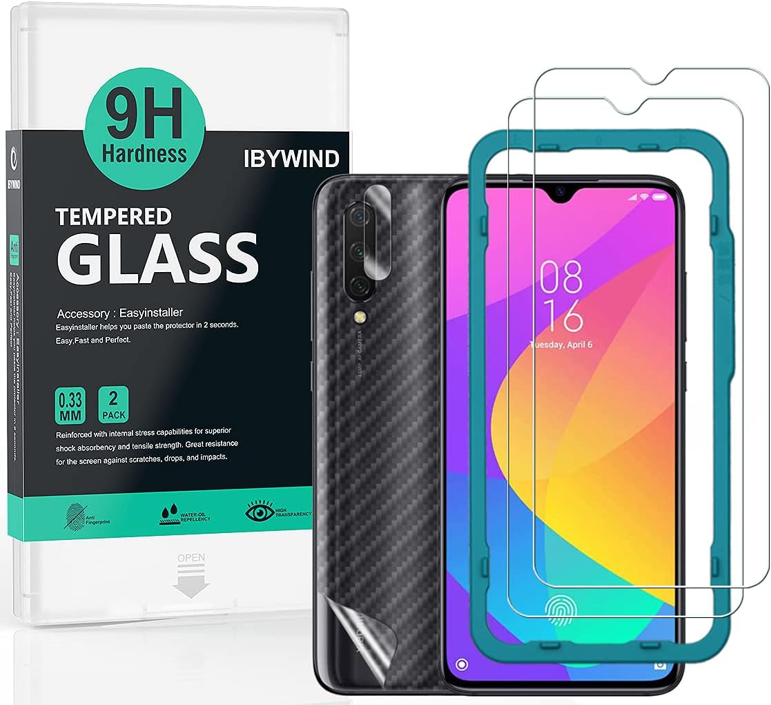 Ibywind gói 2 chiếc xiaomi cc9/mi9 lite dụng cụ lắp đặt không bong bóng kính cường lực bảo vệ màn hình dành cho xiaomi cc9/mi9 lite-trong suốt