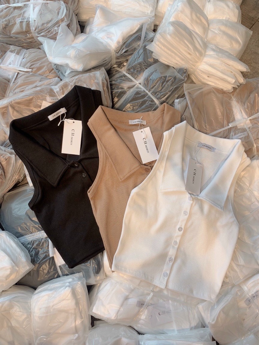 Áo croptop nữ kiểu dáng áo sát nách cổ trụ chất thun gân dày dặn - va002