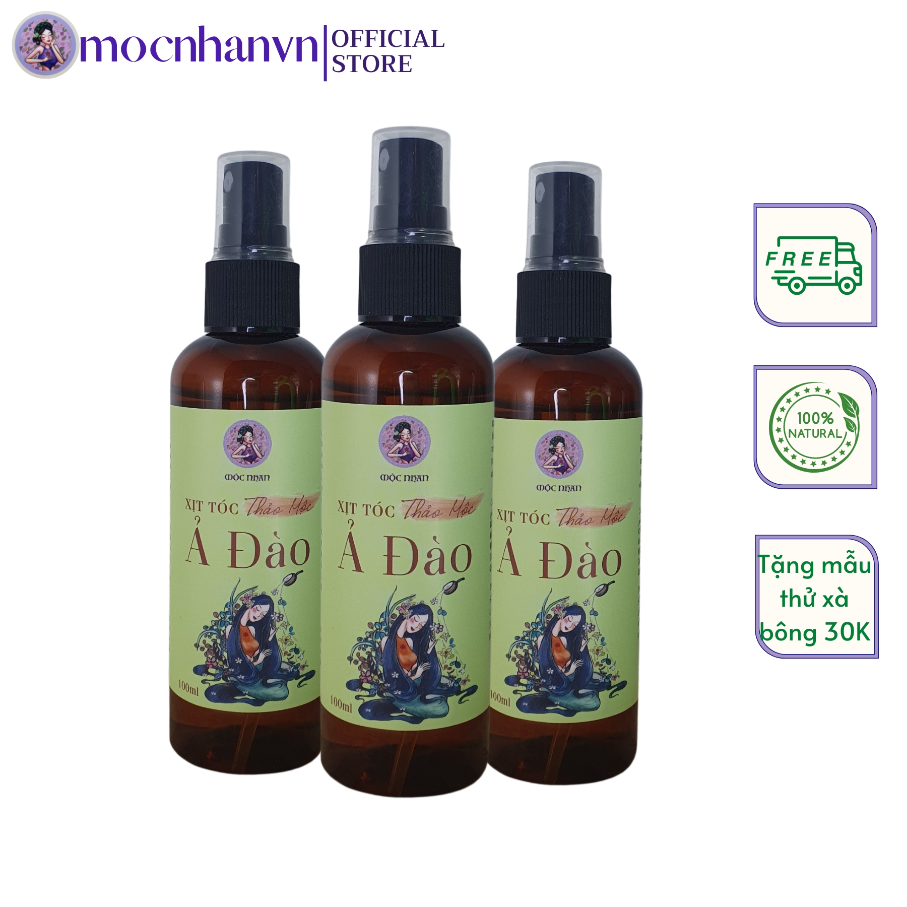 Xịt dưỡng tóc tinh dầu bưởi Ả Đào Mộc Nhan, serum kích mọc tóc, xịt bưởi làm dày tóc - MOCNHANVN