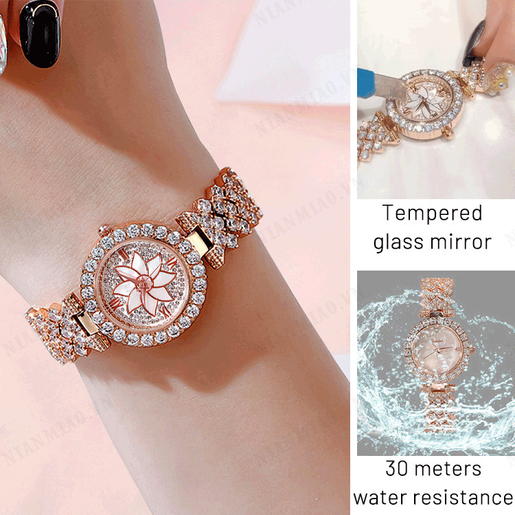 NianMiao DiamondStudded Ladies Bracelet Watch with Quartz Movement