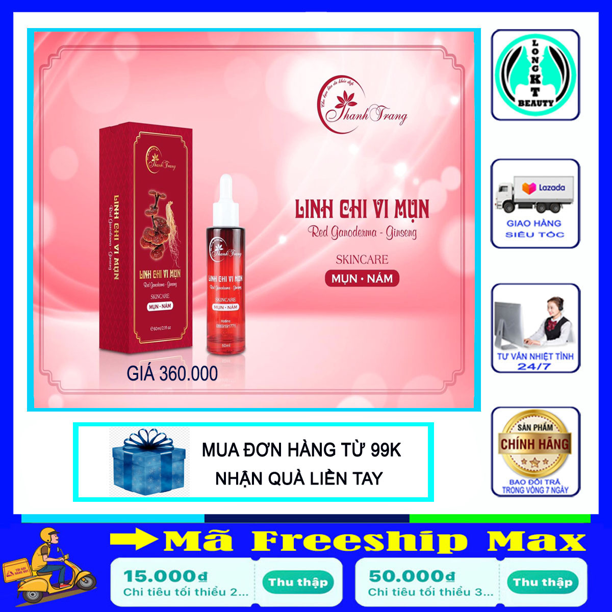Dung dịch trừ mụn,thâm, nám cao cấp Thanh Trang Mỹ Phẩm Thanh Trang - Thảo dược thiên nhiên Natural 100%
