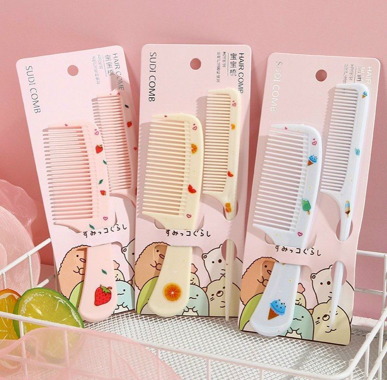 Set 2 lược chải tóc lược chải tóc bỏ túi dành cho các cô gái nhiều màu sắc khác nhau