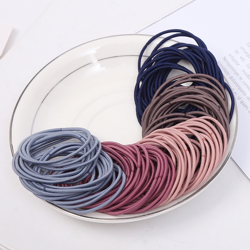 Set 100 dây buộc tóc trơn