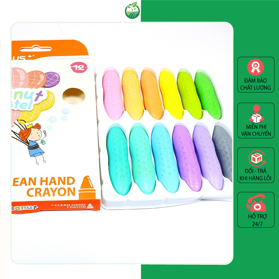 Bộ 12 Bút Màu Sáp Tập Tô Cho Bé - Màu Hữu Cơ An Toàn Cho Bé - Không Dây Màu Ra Tay, Quần Áo - Bách Hóa Xanh