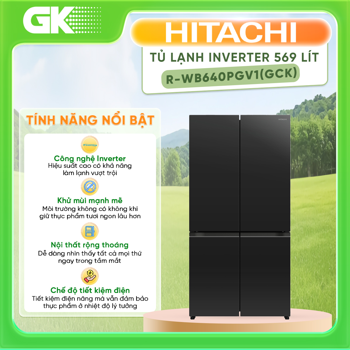 Tủ Lạnh Hitachi Inverter 569 Lít R-WB640PGV1(GCK) - GIAO TOÀN QUỐC
