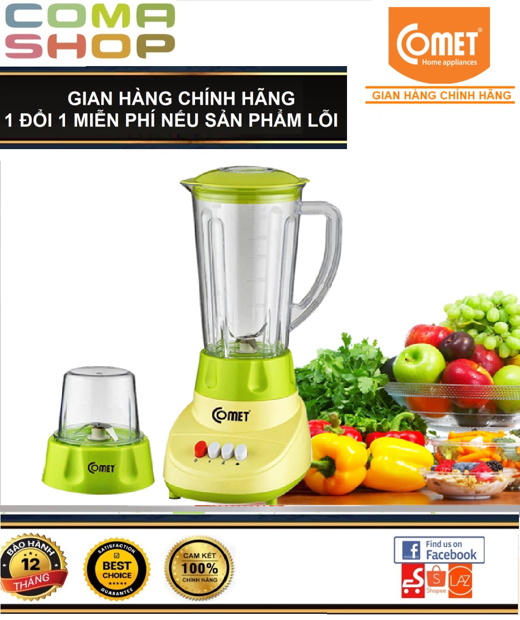 [HCM]Máy Xay Sinh Tố Đa Năng COMET-Máy Xay Thủy Tinh 1.2 Lít-Máy Xay Hoa Quả-Bảo Hành 12 Tháng