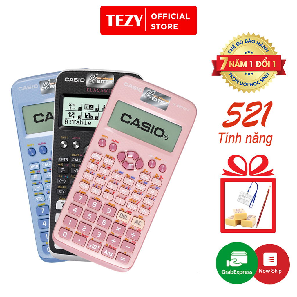 Máy tính casio fx 580vnx chính hãng nhập khẩu thái lan 521 tính năng tezybooks