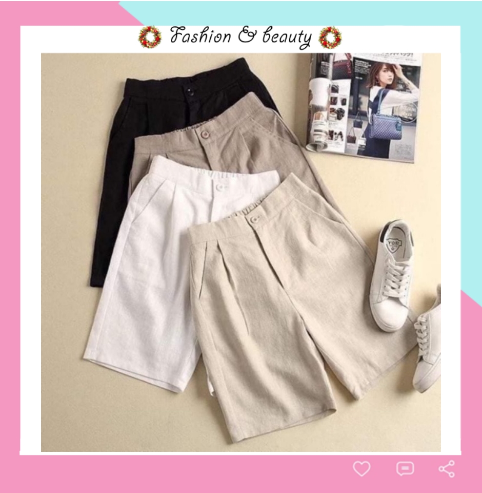 Quần short nữ ống rộng lưng cao đẹp cạp chun sau Q053