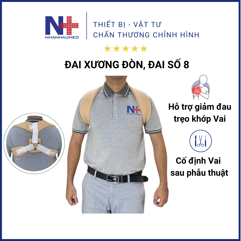 Đai số 8 xương đòn đệm êm hỗ trợ neo ép cố định trật khớp, gãy xương đòn