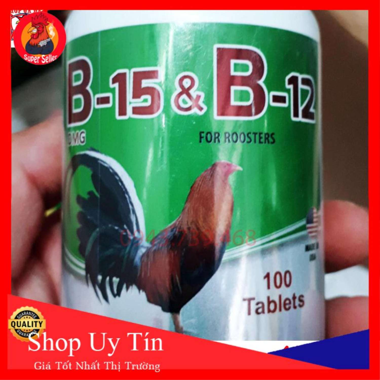 B15 B12  chất dinh dưỡng dành cho gà đá hộp 100 viên