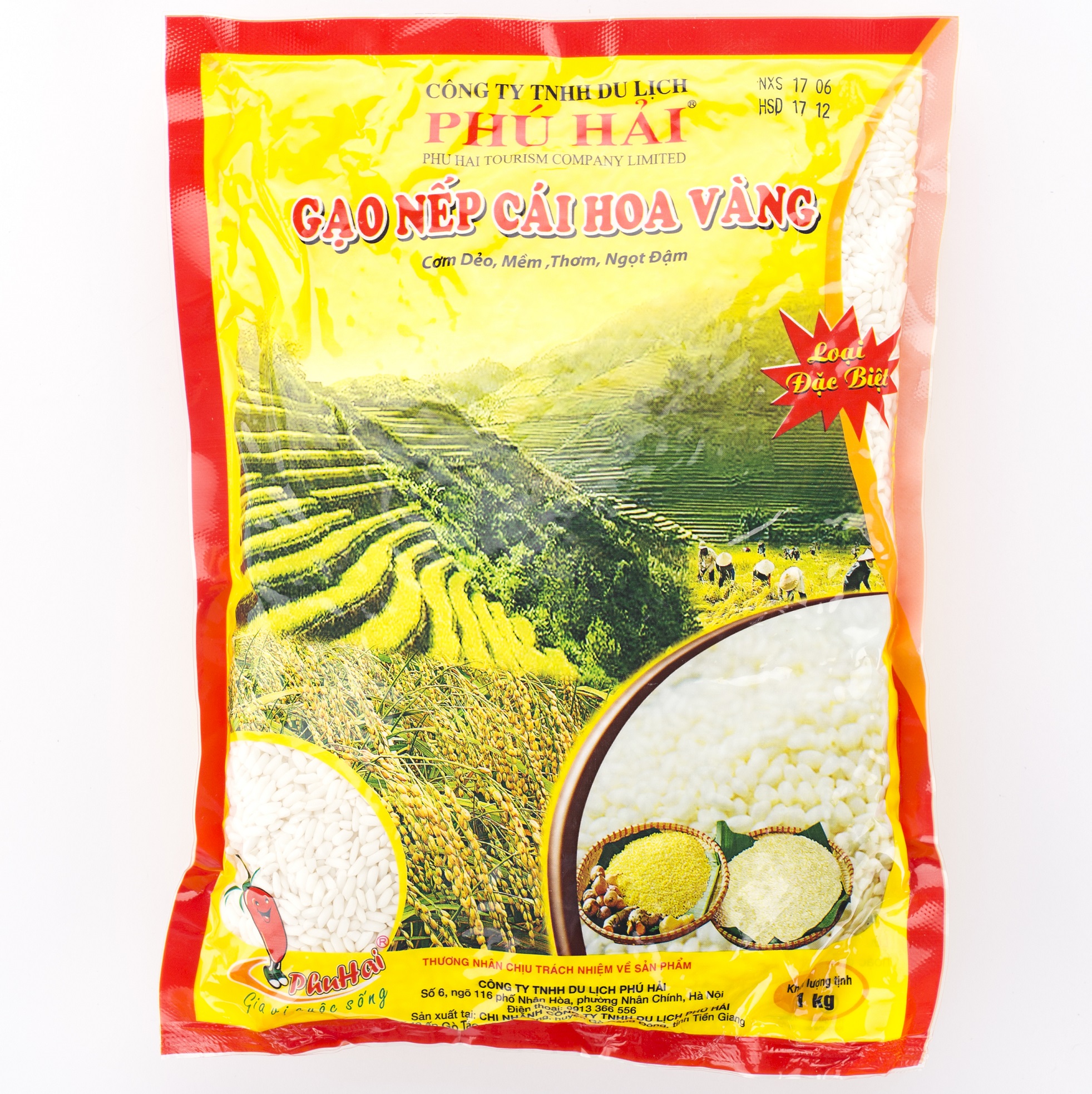 Gạo Nếp cái hoa vàng Phú Hải túi 1kg - Hàng chính hãng