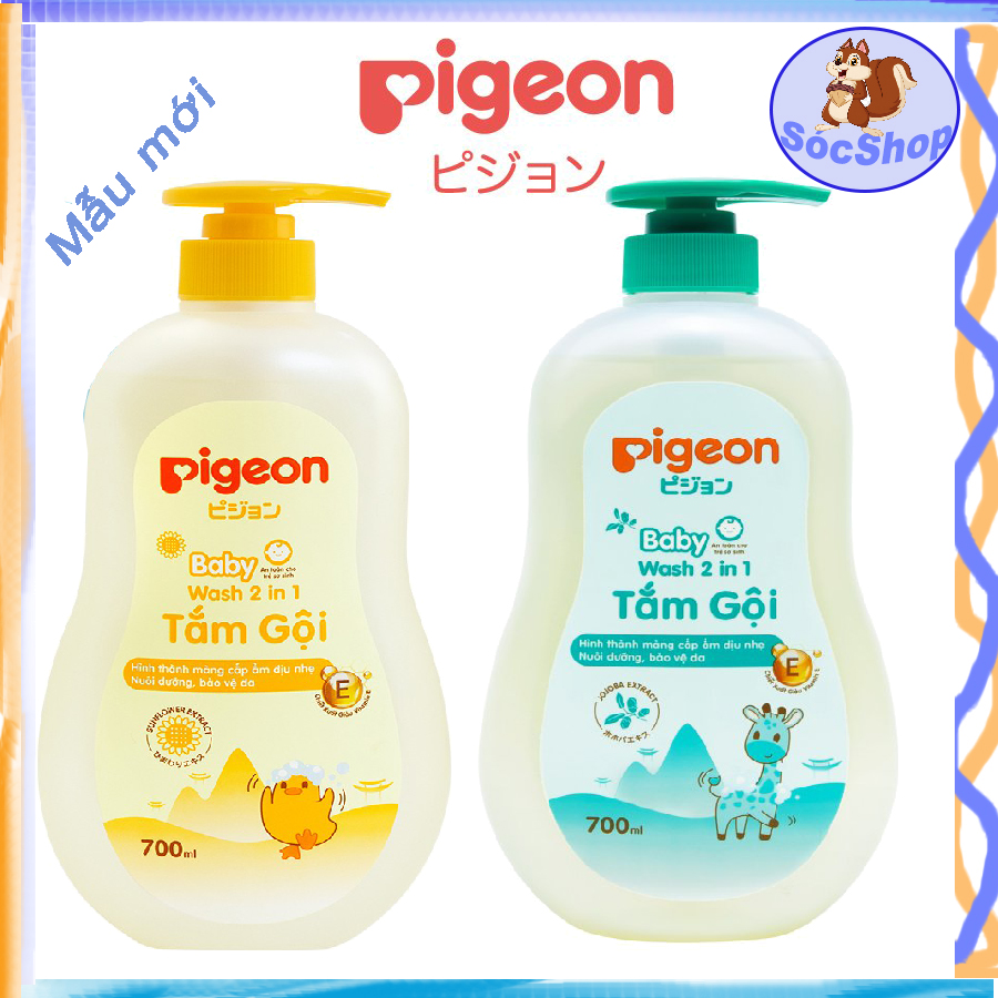 Sữa tắm gội em bé Pigeon 700ml, cấp ẩm cho da, không Paraben, cho da bé mềm mại thơm mát.