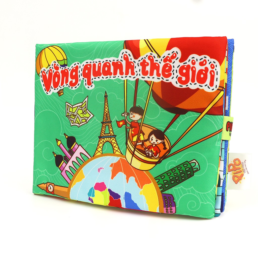 Sách vải cho bé, sách vải kích thích thị giác cho bé chủ đề Vòng quanh thế giới - PiPo Store