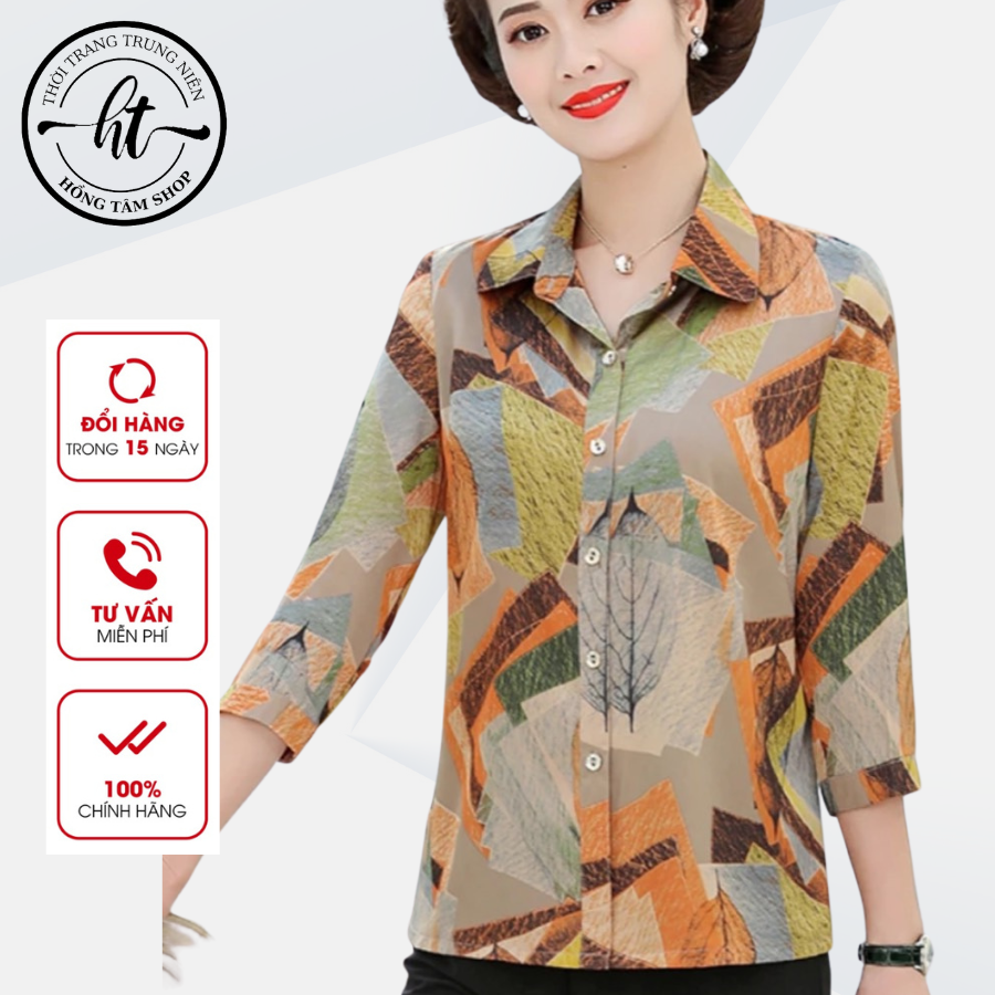 Áo Sơ Mi Nữ Trung Niên ,Áo nữ cho mẹ mặc dự tiệc sang trọng Áo Kiểu trung niên cao cấp chất Mango Cao cấp