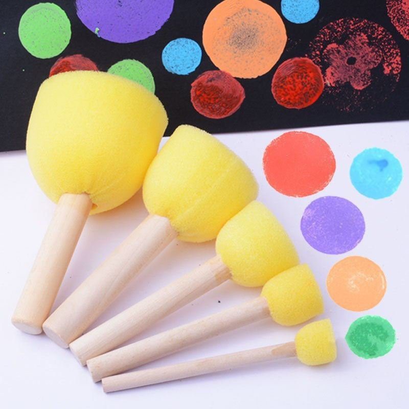 Bộ 5 cây cọ xốp mút tròn, cọ chấm màu đầu tròn cho bé