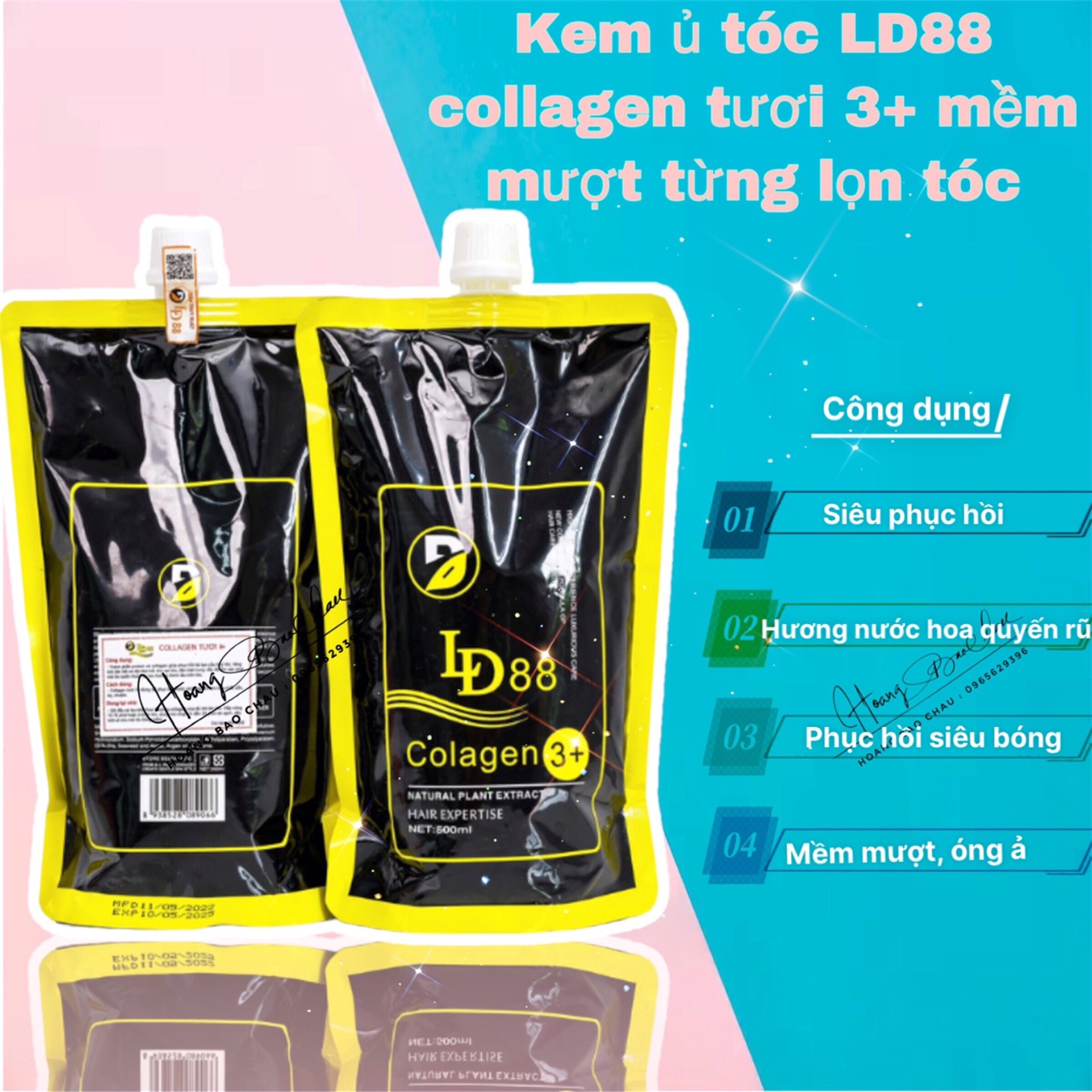 Kem ủ tóc,kem hấp tóc ld88 collagen tươi 3+ mềm mượt 500ml