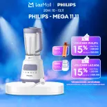 Máy Xay Sinh Tố Philips HR2222/00 (Trắng)|700W| - Cối Thủy Tinh 1.5L- Đi Kèm Cối Xay Gia Vị Nhỏ - 5 Tốc Độ Cài Đặt Sẵn - Nghiền Mịn Đá, Nhanh Gấp 2 Lần - Hàng Phân Phối Chính Hãng