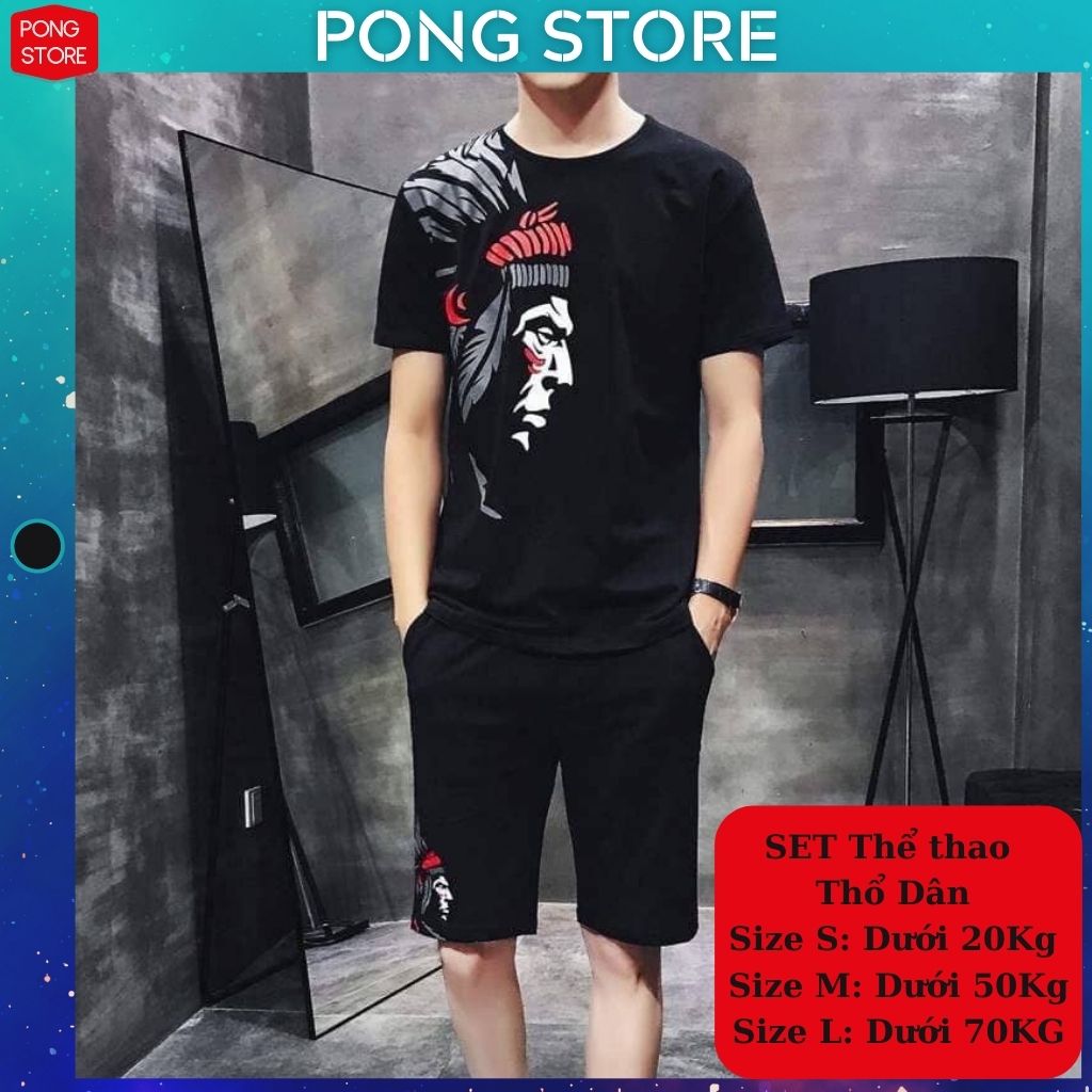 [HCM]Set Bộ Thể Thao Nam PONGSTORE in Hình Thổ Dân Cực Ngầu - Bộ Đồ Thể Thao Nam Chất Liệu Thun Mè Thoáng Mát Thấm Hút Mồ Hôi Phù Hợp Chơi Thể Thao Hoặc Mặc ở Nhà Dưới 70KG