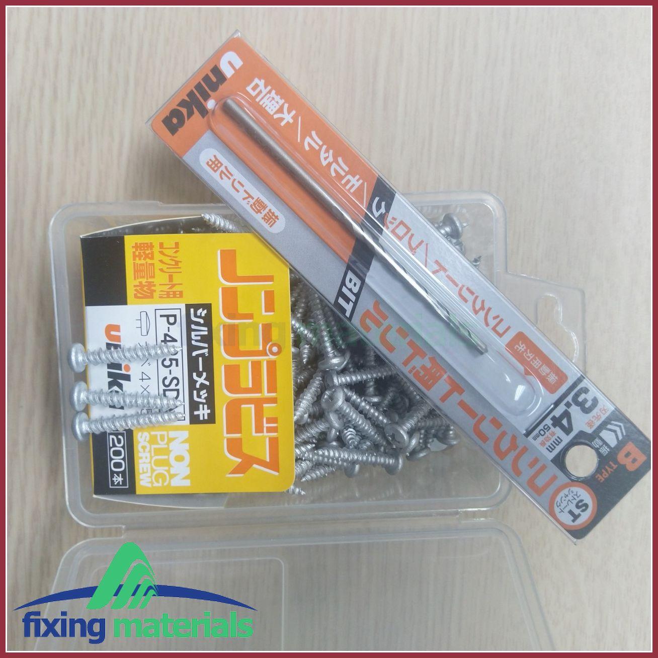 [HCM]Combo hộp vít bê tông đầu dù Unika M4x32 kèm mũi khoan (Không cần dùng tắc kê nhựa)