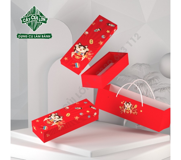 Bộ hộp bánh dứa lucky cat