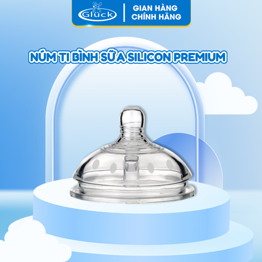 Núm ti super wide neck premium mềm mại, núm bình sữa lỗ thông hơi để giúp bé thoải mái, núm ti bình cổ rộng Gluck Baby