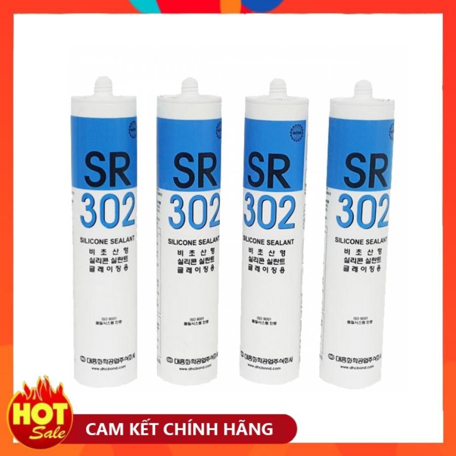 Keo Silicone SR302 Hàn Quốc - Trong suốt Trắng Sữa Xám - Keo Silicon Dán kính - Dán bê tông  Keo Silicon