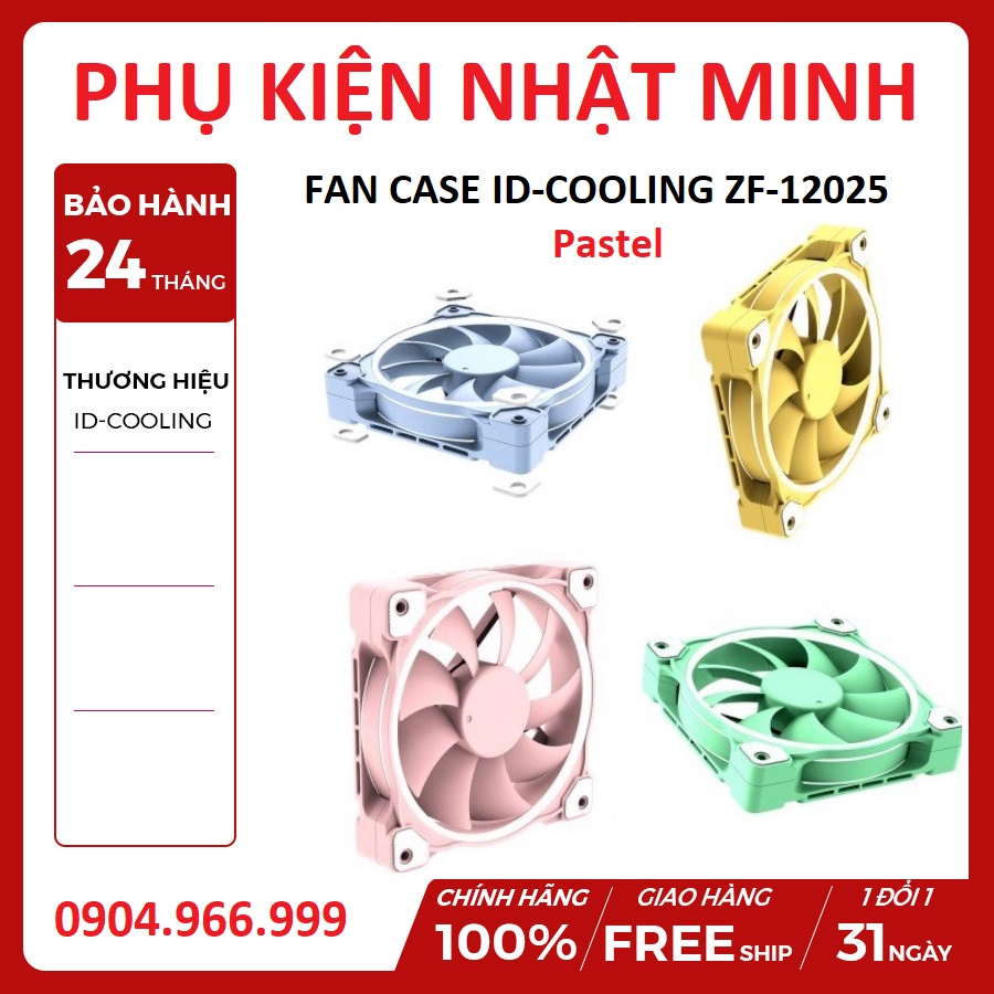 Fan case id-cooling zf-12025 pastel pink - green - blue - yellow hàng chính hãng bảo hành 24 tháng