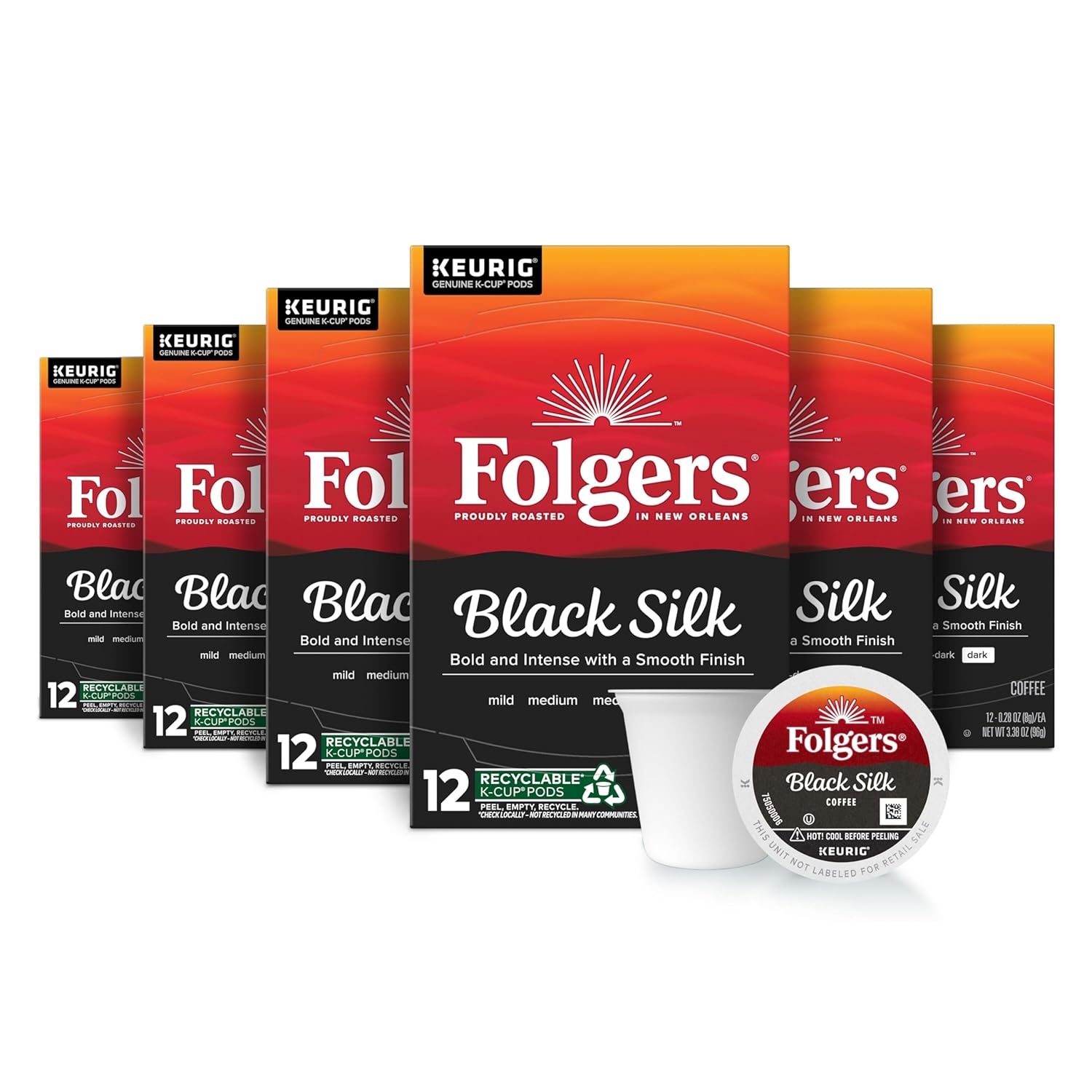 Folgers Black Silk Dark Roasted Coffee, Keurig K-Cup Capsules