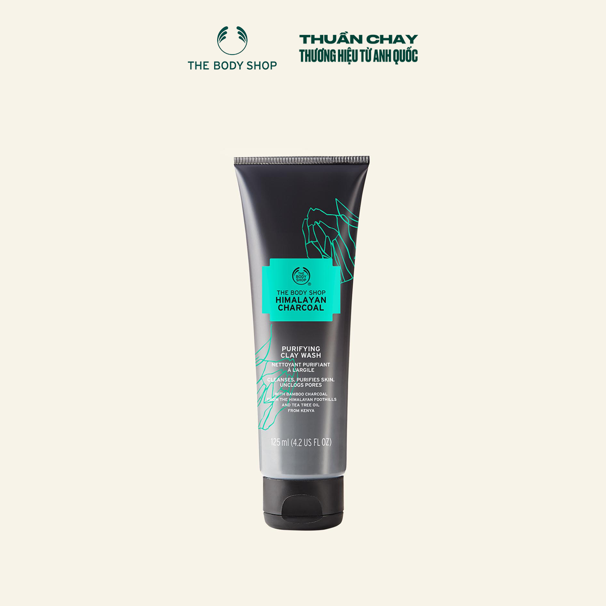 Sữa Rửa Mặt Himalayan Charcoal Purifying Clay Wash 125ml The Body Shop