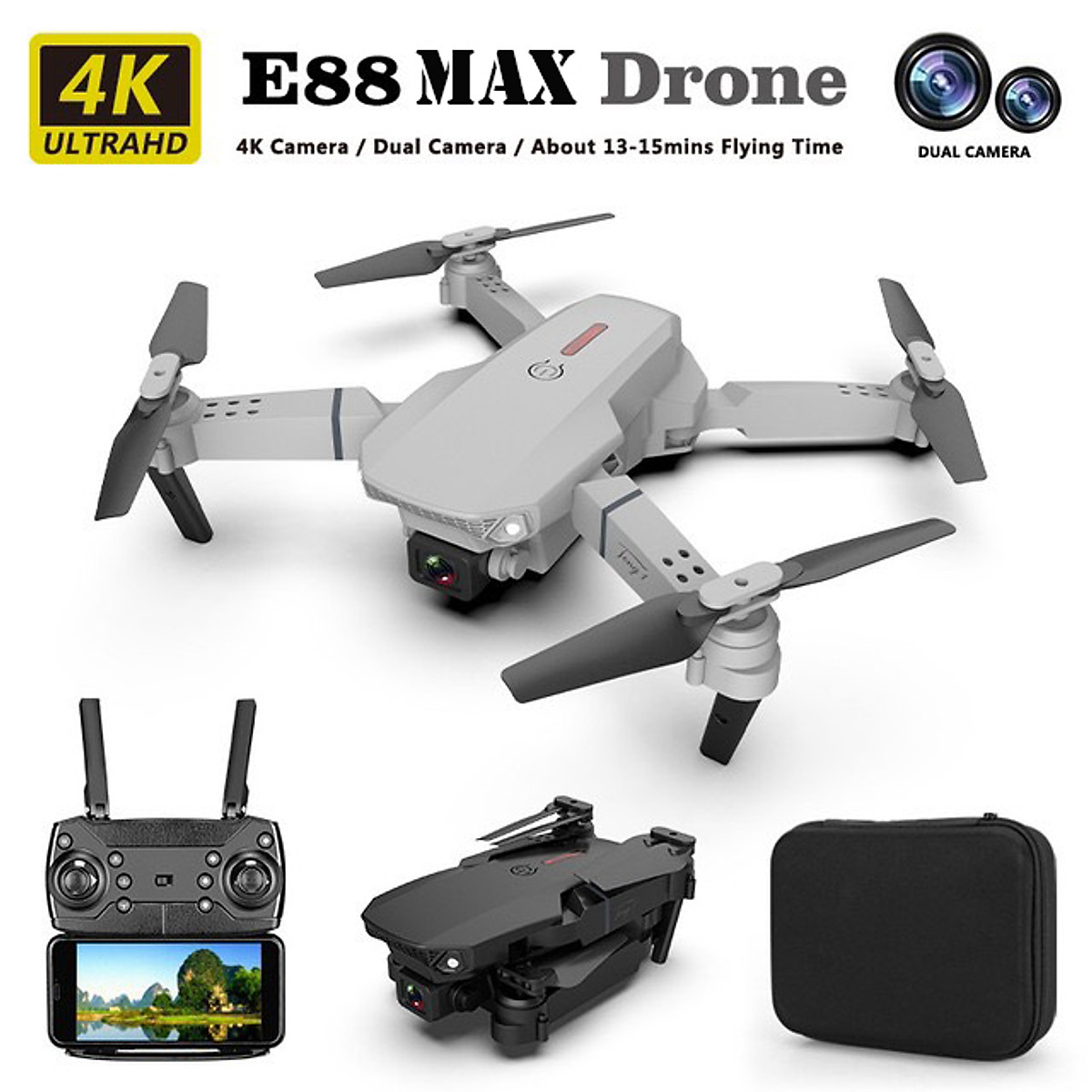 Drone camera e58 - 2 camera, Flycam mini giá rẻ
