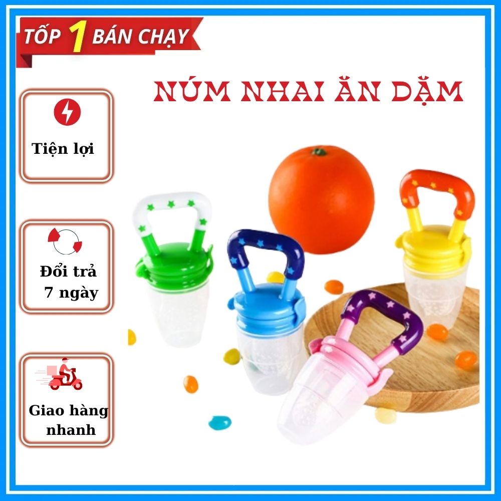Núm Nhai Ăn Dặm Cho Bé Chống Hóc - Túi Nhai Silicon