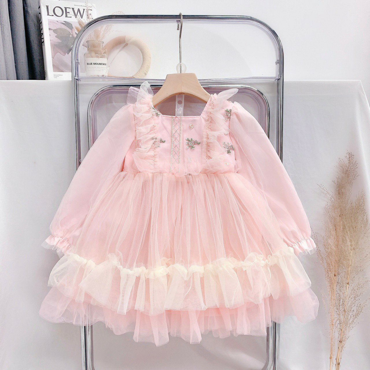 VÁY TƠ 2 LỚP CỔ VUÔNG CHO BÉ (SIZE 10-17KG)