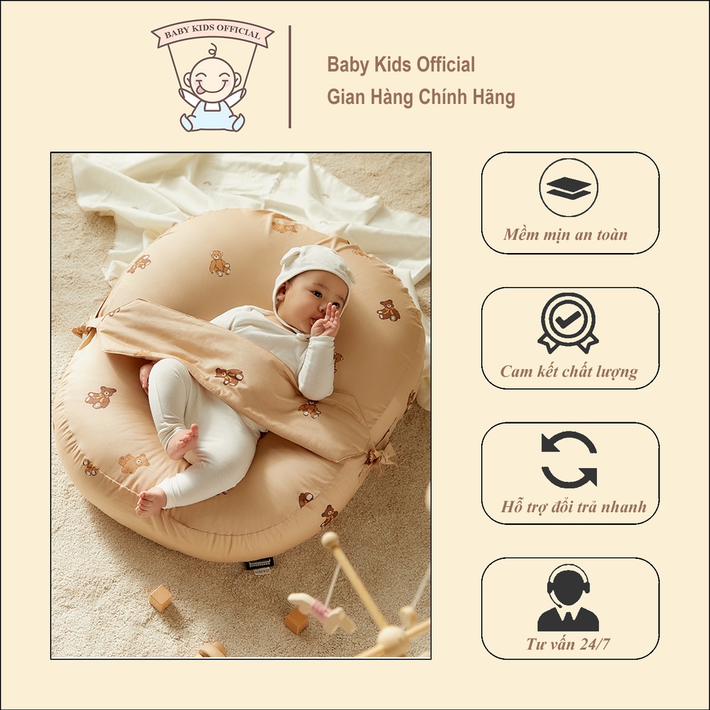 Gối Chống Trào Ngược DonoDono 4 Mùa Cho Bé Vỏ 100% Cotton chính Hãng Dono&Dono Made in Korea