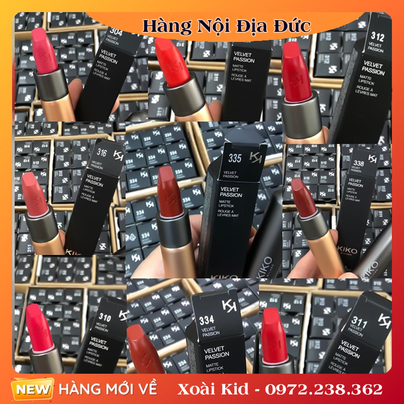 Son Kiko Velvet Passion Matte - Full màu Đủ Bill tại Đức