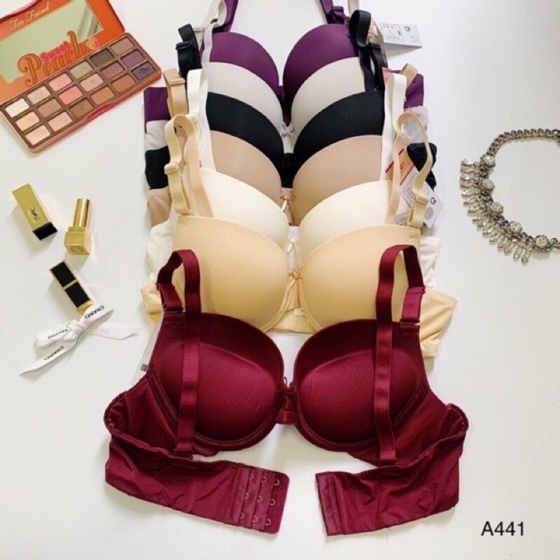 Áo lót lovely trơn mút dày siêu đẩy nâng ngực tạo khe có gọng 3 móc cài