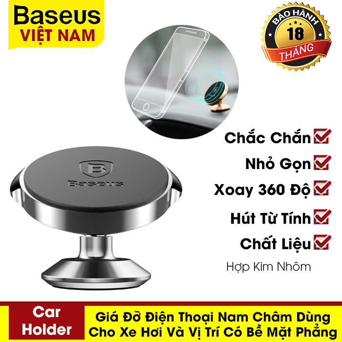 Giá đỡ điện thoại nam châm trên xe hơi với thiết kế nhỏ gọn chắc chắn -Thương hiệu Baseus - Phân phối bởi Baseus Vietnam
