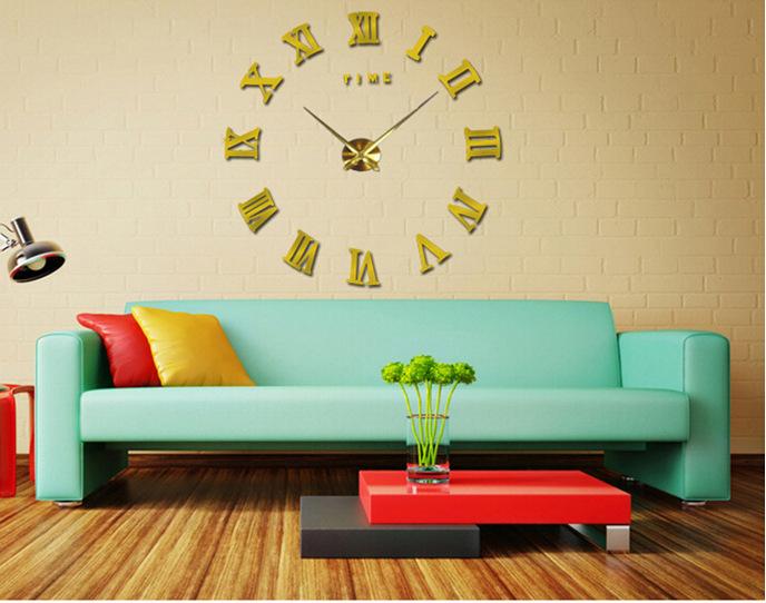 Đồng hồ dán tường diy - đồng hồ treo tường 3d nổi trên tường khoảng 0.5cm - mã dh382- đủ 3 màu đen - vàng- bạc