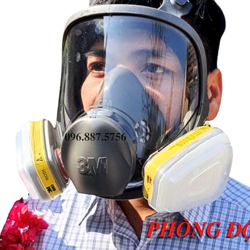 Mặt nạ phòng độc 3m 6800 trùm kín đầy đủ 7 chi tiết phin lọc 3m6003, bông lọc 3m5n11cn, phun sơn hóa chất, phun thuoc trừ sâu, phun phòng kín