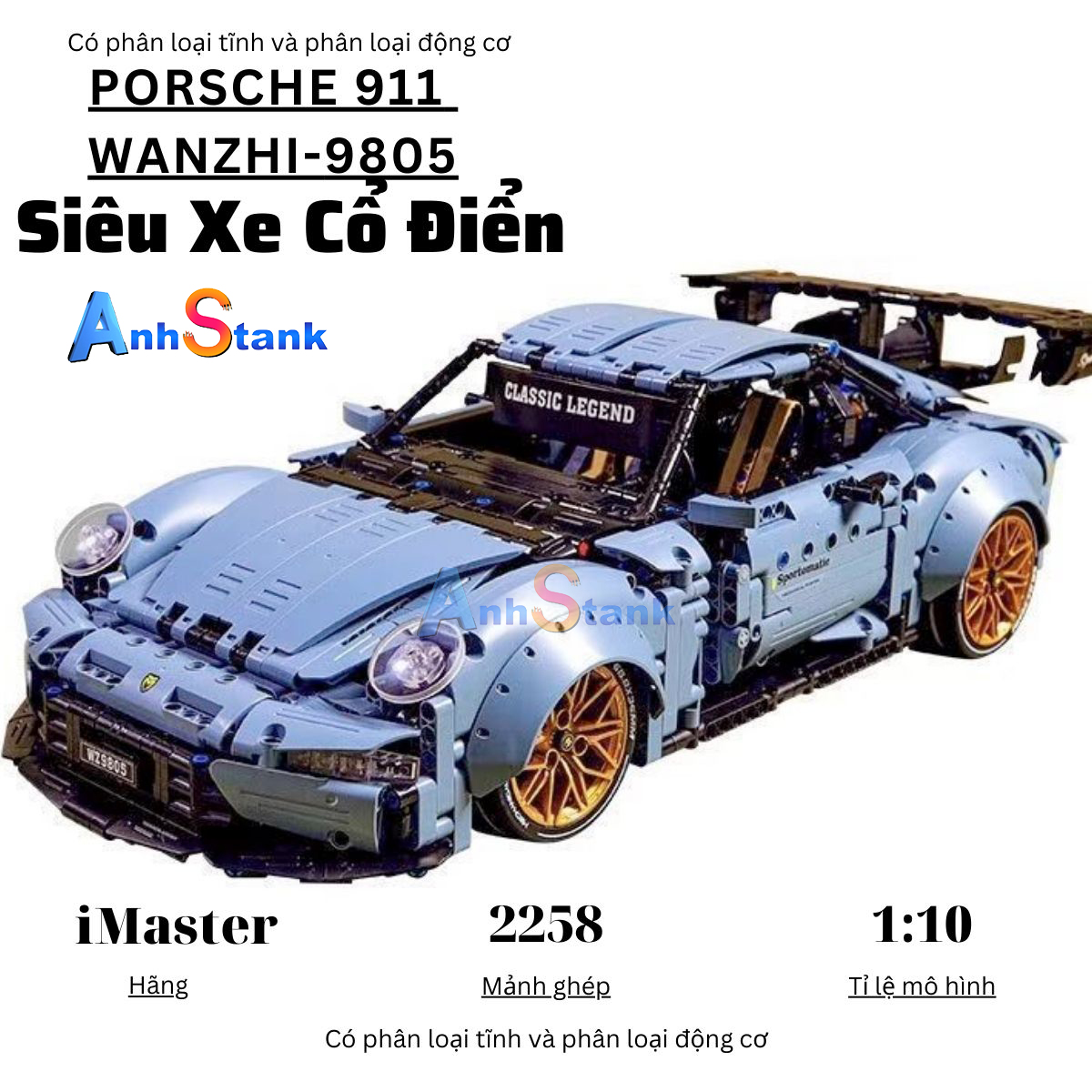 Mô hình lắp ráp siêu xe technic Porsche 911 Wanzhi SKU 9085