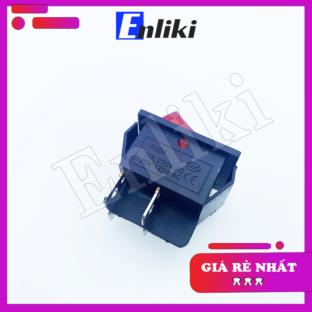 Công tắc đỏ 16a/250v - bập bênh kcd4 4pin 31x25mm