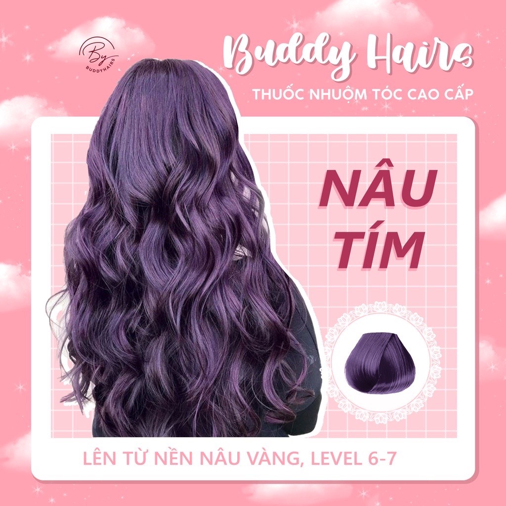 Kem nhuộm tóc màu Nâu Tím siêu hót – Blinkhair, tặng kèm trợ nhuộm và gang tay
