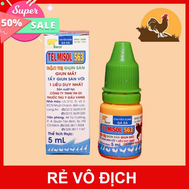Telmisol 563 thuốc tẩy giun sán, giun mắt gà đá 5ml